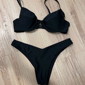 Blackbough Black Underwire Bikini Set - Solid Black Two-Piece